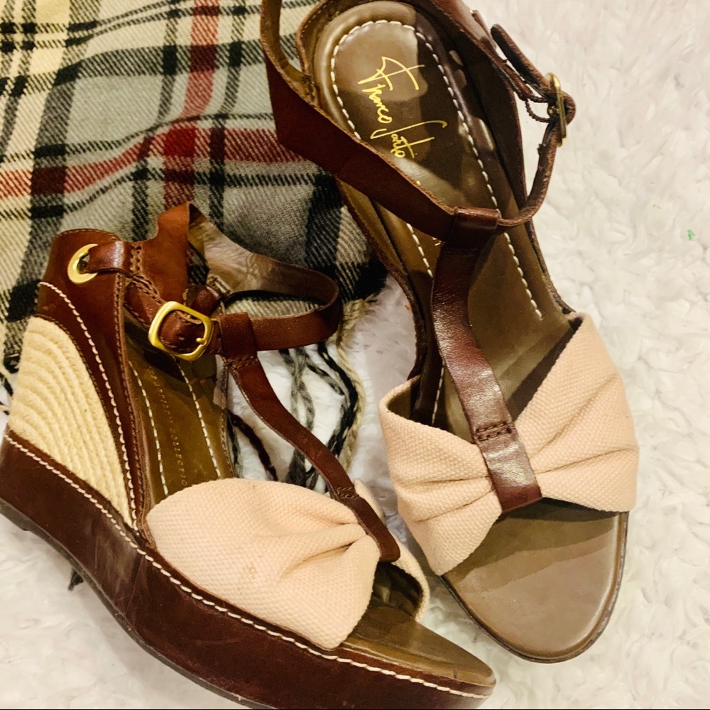FRANCO SARTO Ribbon Wedge Heel Sandals